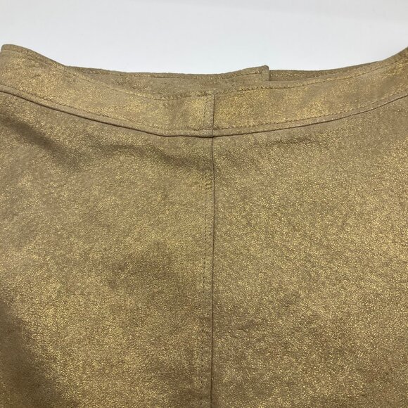 VTG Lux Sz 5 Gold Metallic Matte Leather Pencil Skirt Old Money Y2K Night Out - Picture 9 of 11